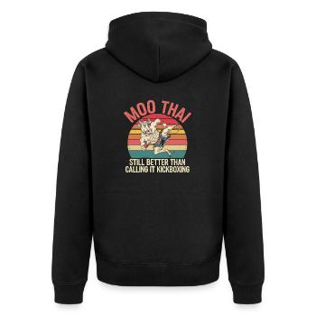 Conception créative de cadeaux Muay Thai - Veste à capuche bio Premium Unisexe - noir - Dos - Nico (187cm)