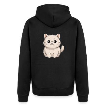 Perserkatze - Unisex Premium Bio Zip Hoodie - Schwarz - Hinten - Nico (187cm)