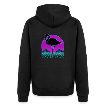 Flamingo bird Vaporwave Outrun Retro 80s Style - Unisex Premium Organic Zip Hoodie - black - Back - Nico (187cm)