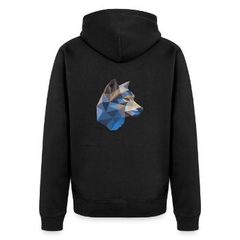 Wilder Wolf Polygon Wilde Tier Wandern Natur Seele - Unisex Premium Bio Zip Hoodie - Schwarz - Hinten - Nico (187cm)