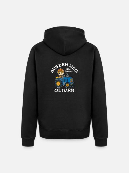 Oliver Vorname Traktor - Unisex Premium Bio Zip Hoodie - Schwarz