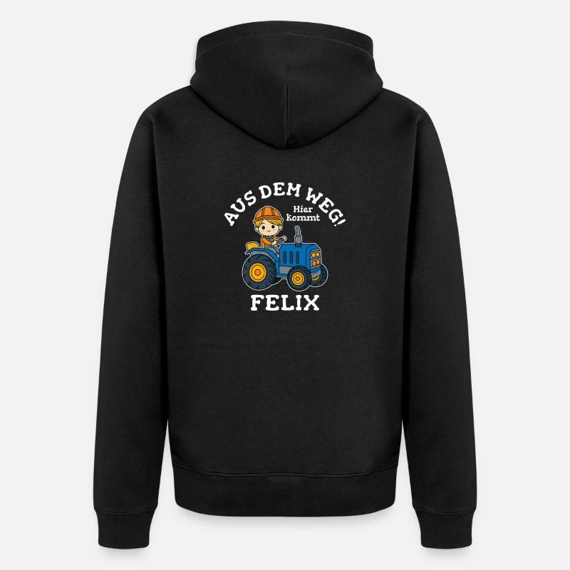Felix Vorname Traktor - Unisex Premium Bio Zip Hoodie - Schwarz