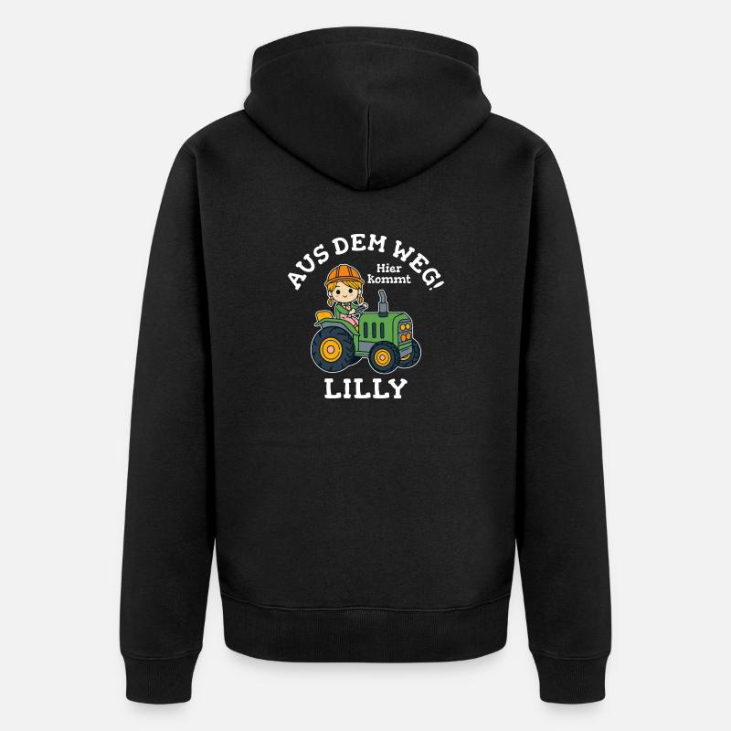 Lilly Name Traktor - Unisex Premium Bio Zip Hoodie - Schwarz