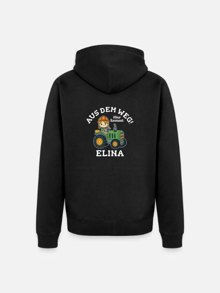 Elina Name Traktor - Unisex Premium Bio Zip Hoodie - Schwarz