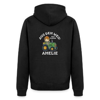 Amelie Name Traktor - Unisex Premium Bio Zip Hoodie - Schwarz - Hinten - Nico (187cm)