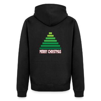 MERRY CHRISTMAS Geometric Christmas Tree - Unisex Premium Organic Zip Hoodie - black - Back - Nico (187cm)