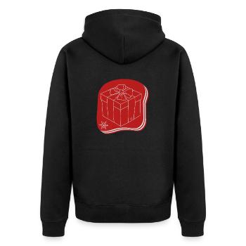 "Gift", Boho Line Art Design, Series "Xmas" - Unisex Premium Organic Zip Hoodie - black - Back - Nico (187cm)