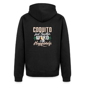 Coquito Just Another Word For Happiness Coconut Pu - Unisex Premium Organic Zip Hoodie - black - Back - Nico (187cm)