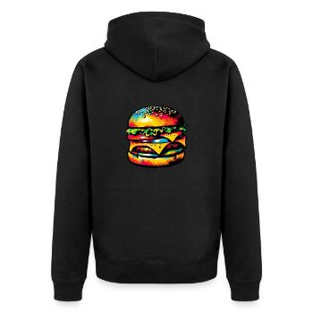 Fleisch essen | Grillen - Unisex Premium Bio Zip Hoodie - Schwarz - Hinten - Nico (187cm)