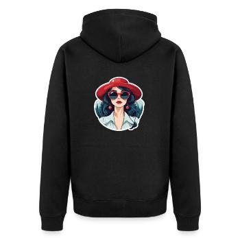 Mädchen Weihnachten Illustration - Unisex Premium Bio Zip Hoodie - Schwarz - Hinten - Nico (187cm)