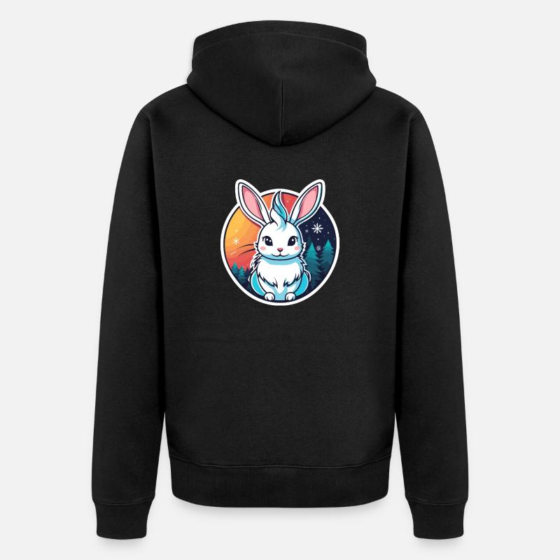 Illustration de Noël lapin - Veste à capuche bio Premium Unisexe - noir