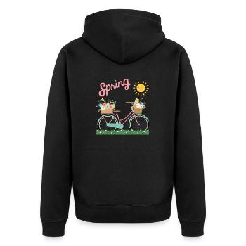 Frülingserwachen - Unisex Premium Bio Zip Hoodie - Schwarz - Hinten - Nico (187cm)