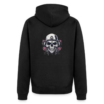 skull and punk totenkopf designe - Unisex Premium Bio Zip Hoodie - Schwarz - Hinten - Nico (187cm)