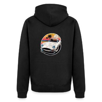 voiture vintage couché de soleil - Veste à capuche bio Premium Unisexe - noir - Dos - Nico (187cm)