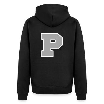 Letter p sport - Unisex Premium Organic Zip Hoodie - black - Back - Nico (187cm)