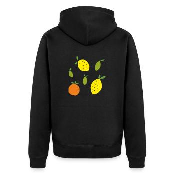 lemons, oranges, limes - Unisex Premium Organic Zip Hoodie - black - Back - Nico (187cm)