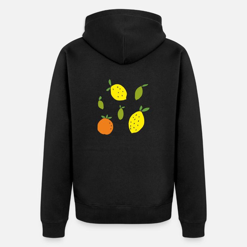 citrons, oranges, citrons verts - Veste à capuche bio Premium Unisexe - noir