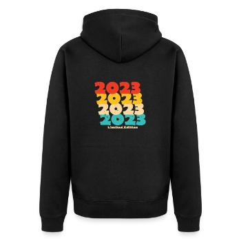 2023 : Edition Limitée - 1er anniversaire - Veste à capuche bio Premium Unisexe - noir - Dos - Nico (187cm)