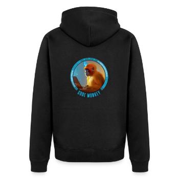 Code Monkey - IT - Programmierer - Unisex Premium Bio Zip Hoodie - Schwarz - Hinten - Nico (187cm)