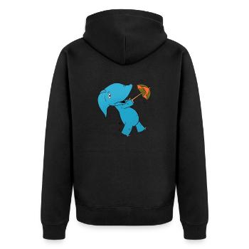 Elephant Umbrella - Unisex Premium Organic Zip Hoodie - black - Back - Nico (187cm)