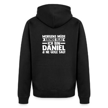 Prénom Daniel - Veste à capuche bio Premium Unisexe - noir - Dos - Nico (187cm)