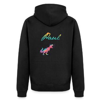 PAUL - Beautiful boy name with dinosaur - Unisex Premium Organic Zip Hoodie - black - Back - Nico (187cm)