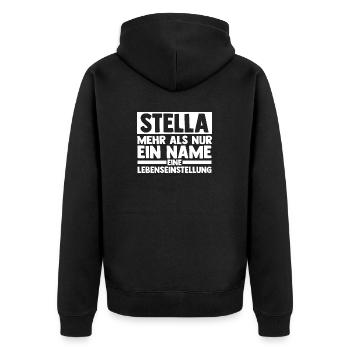 Vorname Stella - Unisex Premium Bio Zip Hoodie - Schwarz - Hinten - Nico (187cm)