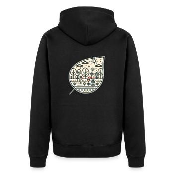 Blatt schräg - Unisex Premium Bio Zip Hoodie - Schwarz - Hinten - Nico (187cm)