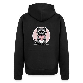 Coeur de raton laveur Coeur mignon Cadeau pour les femmes - Veste à capuche bio Premium Unisexe - noir - Dos - Nico (187cm)