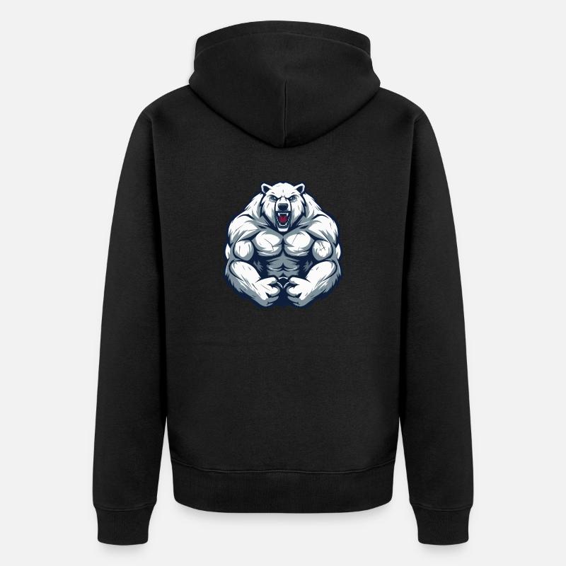 Eisbär Comic Workout - Unisex Premium Bio Zip Hoodie - Schwarz