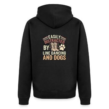 Perfect for line dance fans and dog lovers - Unisex Premium Organic Zip Hoodie - black - Back - Nico (187cm)