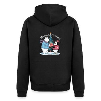 Polar Bear Penguin Christmas Merry Christmas North Pole - Unisex Premium Organic Zip Hoodie - black - Back - Nico (187cm)