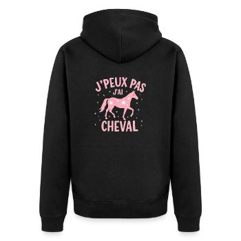 J'Peux Pas J'Ai Cheval Rose - équitation - Unisex Premium Bio Zip Hoodie - Schwarz - Hinten - Nico (187cm)
