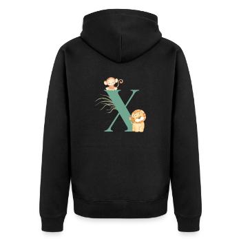Letter x Green Jungle Animals - Unisex Premium Organic Zip Hoodie - black - Back - Nico (187cm)