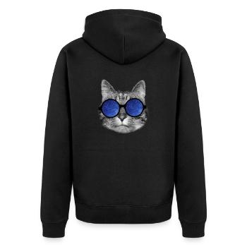 Galaxy cat - Unisex Premium Organic Zip Hoodie - black - Back - Nico (187cm)