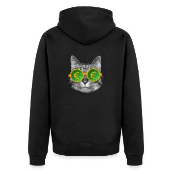 Katzengeldbrille - Unisex Premium Bio Zip Hoodie - Schwarz - Hinten - Nico (187cm)