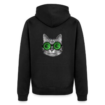 Chat portant des lunettes d’enseigne euro - Veste à capuche bio Premium Unisexe - noir - Dos - Nico (187cm)