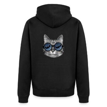 Halloween Katze - Unisex Premium Bio Zip Hoodie - Schwarz - Hinten - Nico (187cm)