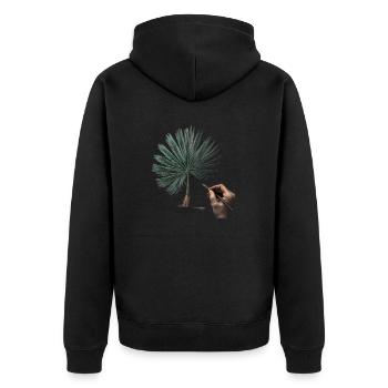 Palme - Unisex Premium Bio Zip Hoodie - Schwarz - Hinten - Nico (187cm)