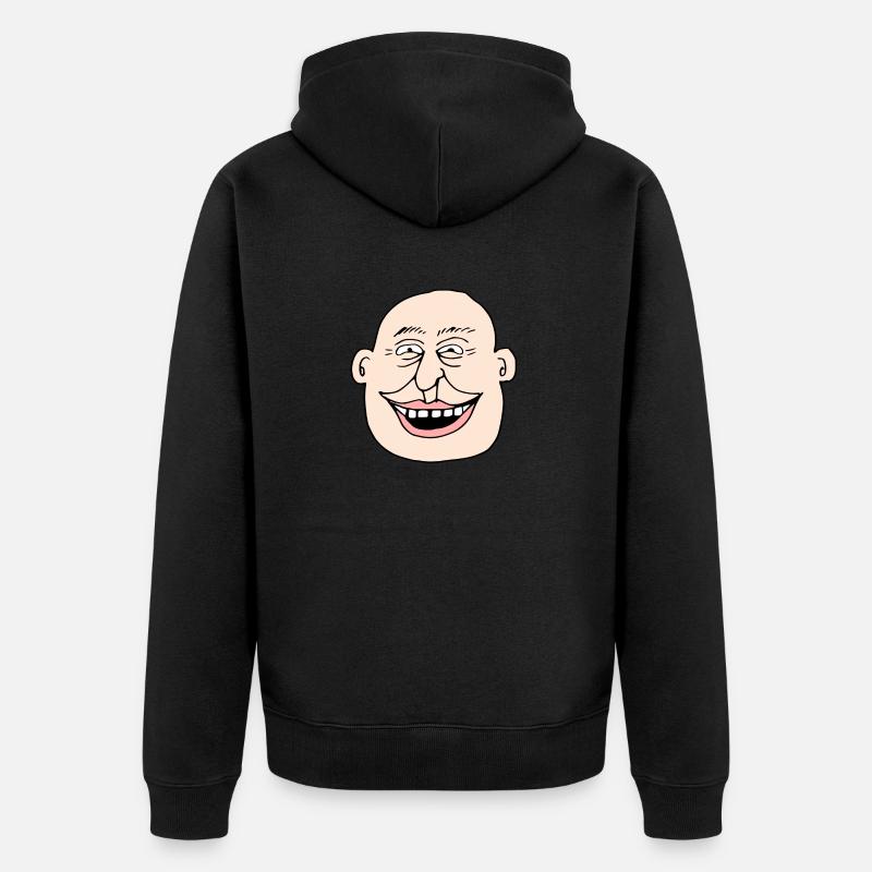 Comic Face Old Man - Unisex Premium Bio Zip Hoodie - Schwarz