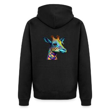 Giraffe - Unisex Premium Organic Zip Hoodie - black - Back - Nico (187cm)