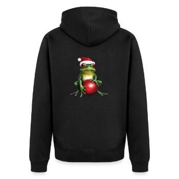 Frosch mit Weihnachtskugel 1 - Unisex Premium Bio Zip Hoodie - Schwarz - Hinten - Nico (187cm)