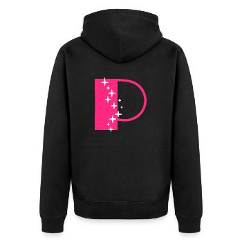 Letter P Glitter - Unisex Premium Organic Zip Hoodie - black - Back - Nico (187cm)