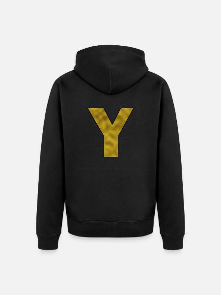 Letter Y Gold - Unisex Premium Organic Zip Hoodie - black