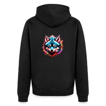Wolf Tattoo - Unisex Premium Organic Zip Hoodie - black - Back - Nico (187cm)