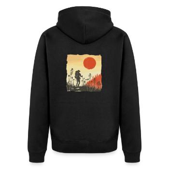 Randonnée, Randonnée, Montagnes, Nature, Camping, Sommet, Alpes - Veste à capuche bio Premium Unisexe - noir - Dos - Nico (187cm)