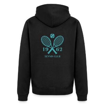 1962 Tennisclub - Unisex Premium Bio Zip Hoodie - Schwarz - Hinten - Nico (187cm)