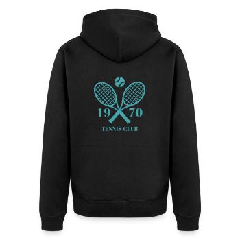 1970 Tennisclub - Unisex Premium Bio Zip Hoodie - Schwarz - Hinten - Nico (187cm)