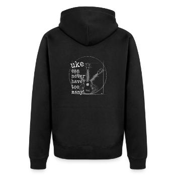 Uke can never have too many Vitruvianische Ukulele - Unisex Premium Bio Zip Hoodie - Schwarz - Hinten - Nico (187cm)