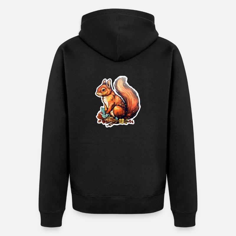 Eichhörnchen putzig - Unisex Premium Bio Zip Hoodie - Schwarz
